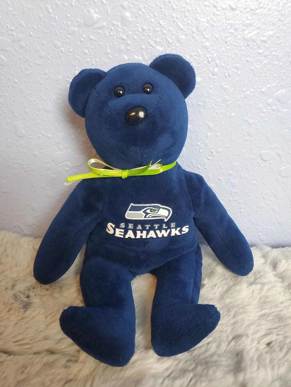 Ty Beanie Baby NFL Football Bear Plush Seattle Seahawks 8" Stuffed Animal EUC